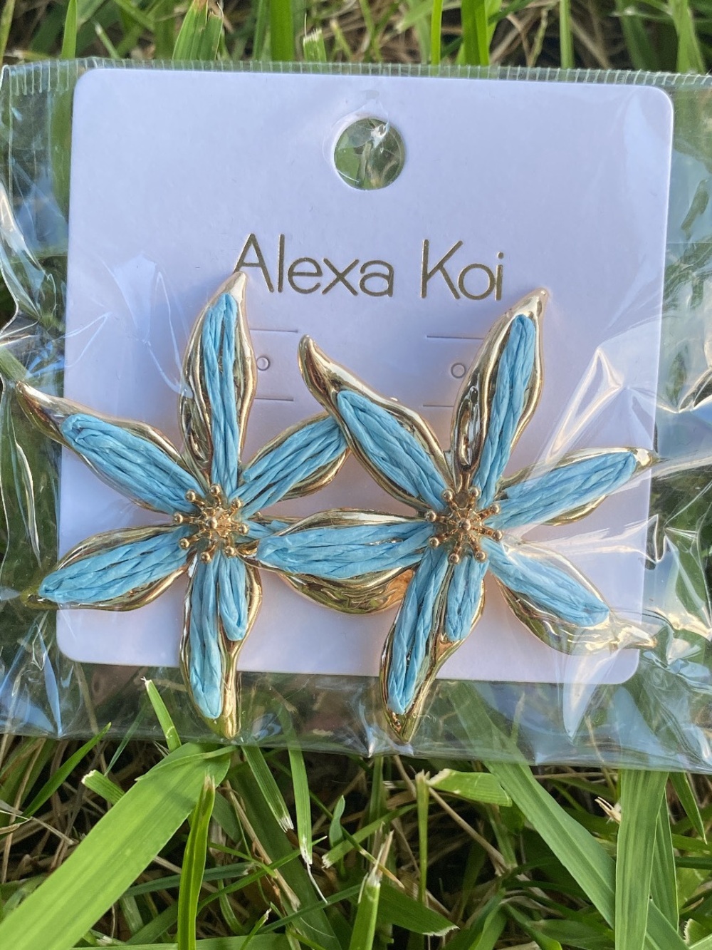 Womens Blue Flower Earrings